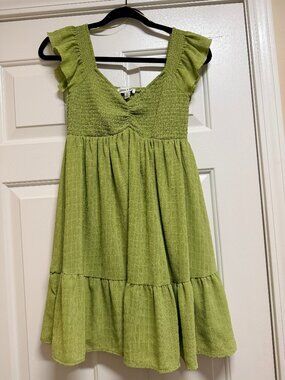 Allison & Kelly Short Sleeve Empire Waist Babydoll Tiered Mini Dress Size Small